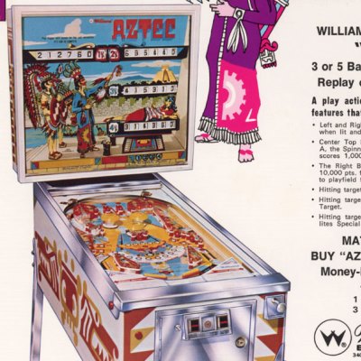 williams, aztec, pinball, sales, price, date, city, condition, auction, ebay, private sale, retail sale, pinball machine, pinball price
