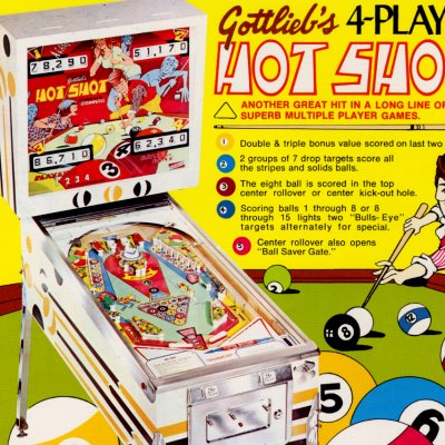 gottlieb, hot shot, pinball, sales, price, date, city, condition, auction, ebay, private sale, retail sale, pinball machine, pinball price