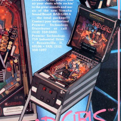 gottlieb, bad girls, pinball, sales, price, date, city, condition, auction, ebay, private sale, retail sale, pinball machine, pinball price