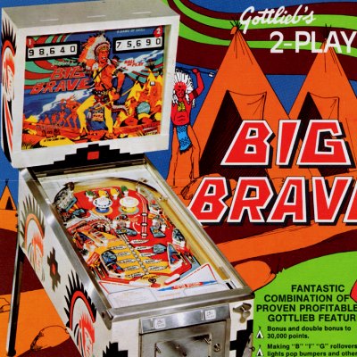 gottlieb, big brave, pinball, sales, price, date, city, condition, auction, ebay, private sale, retail sale, pinball machine, pinball price