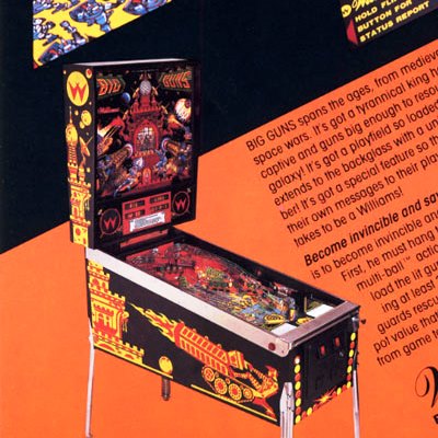 williams, big guns, pinball, sales, price, date, city, condition, auction, ebay, private sale, retail sale, pinball machine, pinball price
