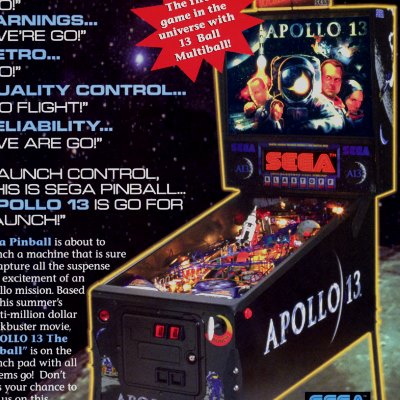 sega, apollo 13, pinball, sales, price, date, city, condition, auction, ebay, private sale, retail sale, pinball machine, pinball price