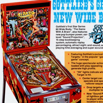 gottlieb, circus, pinball, sales, price, date, city, condition, auction, ebay, private sale, retail sale, pinball machine, pinball price