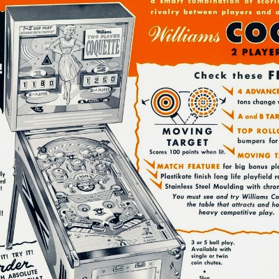 williams, coquette, pinball, sales, price, date, city, condition, auction, ebay, private sale, retail sale, pinball machine, pinball price