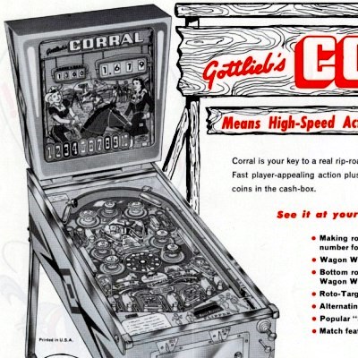 gottlieb, corral, pinball, sales, price, date, city, condition, auction, ebay, private sale, retail sale, pinball machine, pinball price