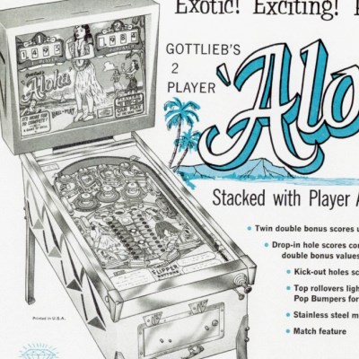 gottlieb, aloha, pinball, sales, price, date, city, condition, auction, ebay, private sale, retail sale, pinball machine, pinball price