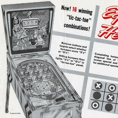 gottlieb, egg head, pinball, sales, price, date, city, condition, auction, ebay, private sale, retail sale, pinball machine, pinball price